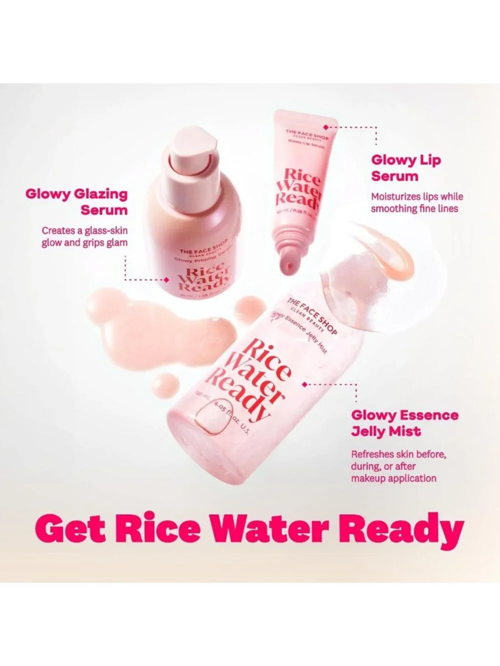 Glowy Hydrating Serum & Primer, Korean Skin Care with Peptides for Radiance
